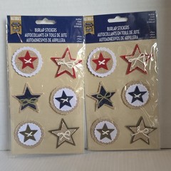 Burlap Stars & Hearts Scrapbooking Stickers by Little Yellow Bicycle