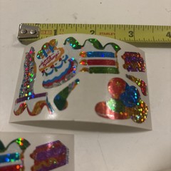 Vtg 1980s stickers Hambly Studios Mylar Foil Shiny Birthday Stickers Set 5 (a83