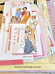 Vintage Sewing Ephemera Junk Journal Kit Pattern Papers Lace Notions Craft Lot