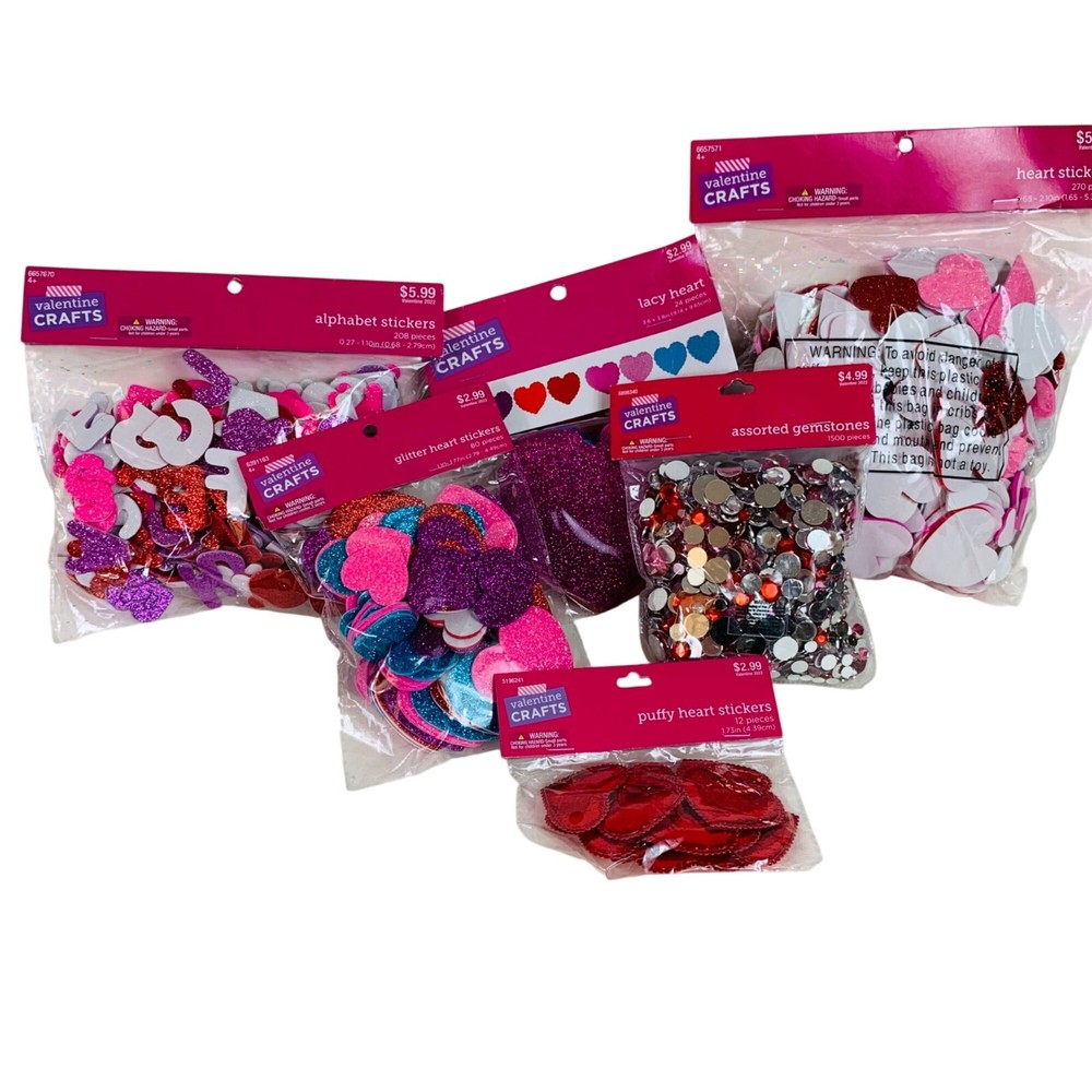Valentine Craft Supplies Lot Sticker Gemstone Heart Letters Scrapbooking DIY