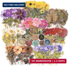 Knaid Pressed Flower Themed Stickers Set (320 Pieces) Dried Flowers Resin Sticke