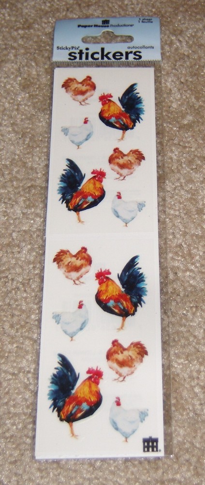 Paper House Sticky Pix Stickers ~ Chickens & Roosters. NIP