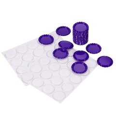 40 Set Bottle Caps for Crafts, Caps with Epoxy Stickers, Purple