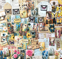 #799 – 20 small pcs – VINTAGE BUTTERFLY FLORAL SCRAPBOOK JUNK JOURNAL KIT / LOT