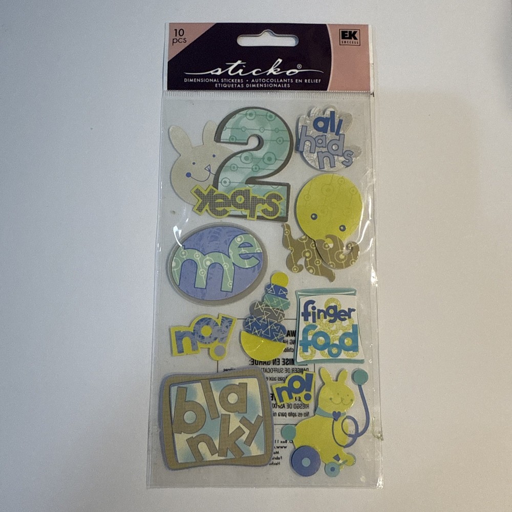 STICKO 2 YEARS OLD Blanky Toys Play Finger Food Toddler Stickers scrapbook