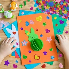 8-Color 1000PCS Glitter Foam Stickers Set – Heart & Star for Scrapbooking & DIY