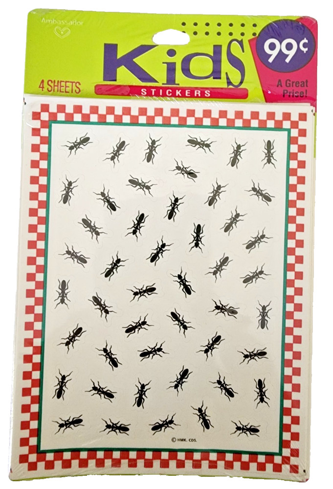 Vintage 90s Hallmark Kids Stickers – Ants Bugs Insects- 3 sheets