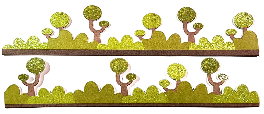 Funky Tree & Bush Stickers – 4pc Glitter Forest Accent 6″ x 1.25″ Scrapbooking