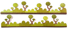 Funky Tree & Bush Stickers – 4pc Glitter Forest Accent 6″ x 1.25″ Scrapbooking