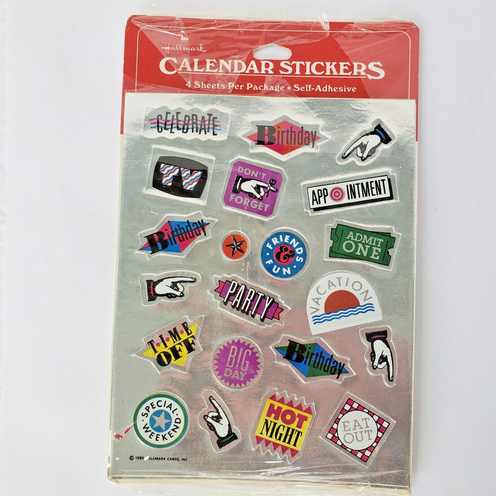 Hallmark Razzle Dazzle Calendar Planner Stickers 3 New Sheets Foil Vintage 1985