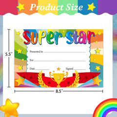 Recognition Rewards for Kids,30Pcs Super Star Student Certificates,Student Award