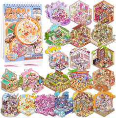 20 Sets DIY 3D Sticker Scene Collection – Cute Cartoon House Stickers