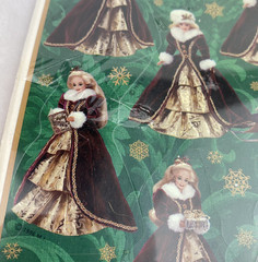 Retro Vintage Hallmark CHRISTMAS BARBIE RED GOLD DRESS 24 Stickers 4 Sheets 1996
