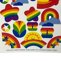 Vintage Current Stickers Rainbow Stars Butterflies Hearts Bright 1 Sheet 80s