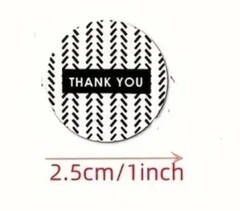 500 pc Sticker Seal Roll Thank You Black White Business Semi Gloss Self Adhesive