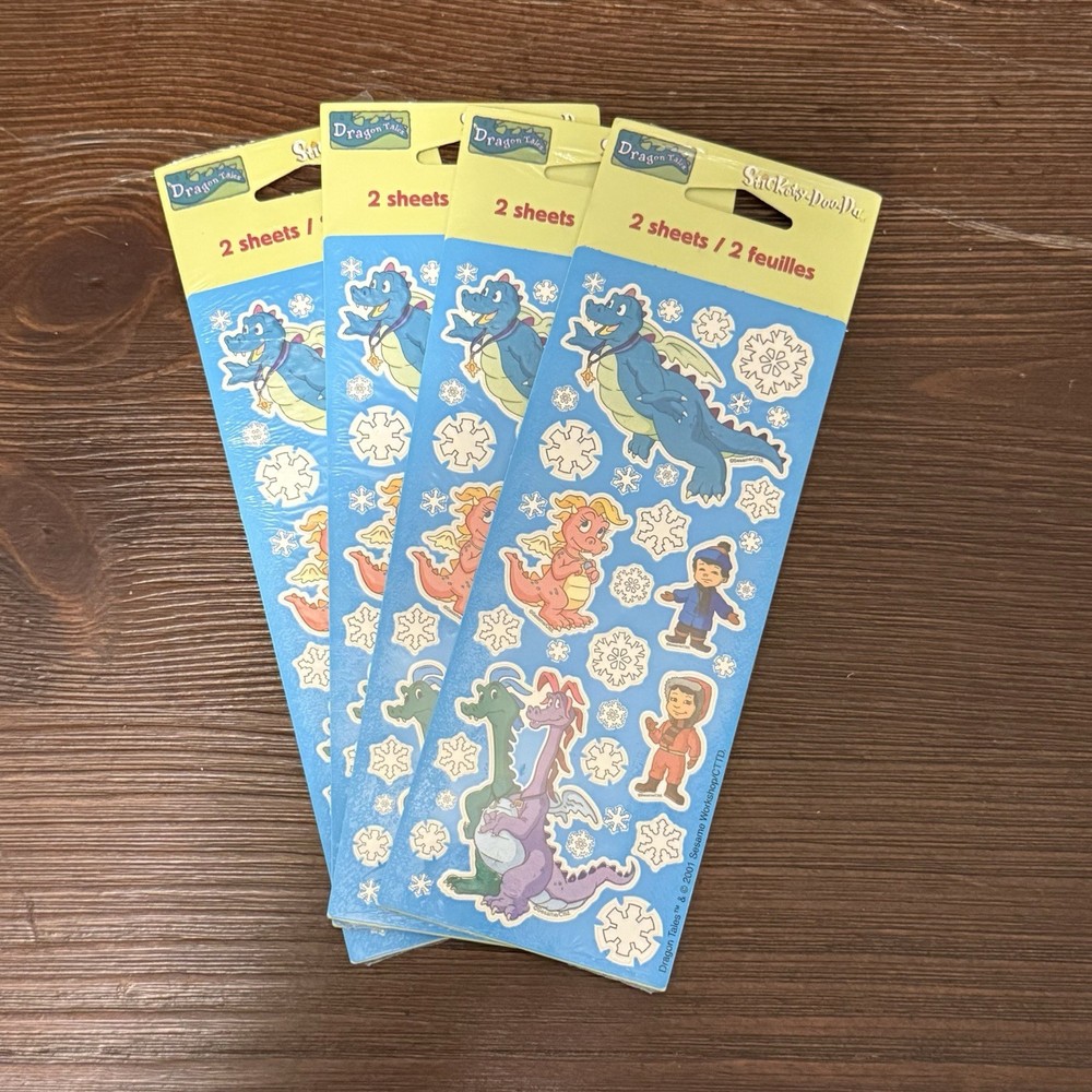 Sealed Vintage DRAGON TALES Stickers 2 Sheets Winter Theme, American Greetings