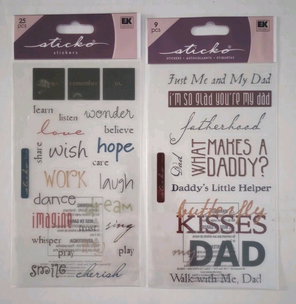 STICKO Set of 2 Quote/Words Clear Sticker Sheets -My Dad – Remember To-