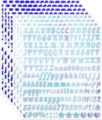 1568 Pieces Colorful Glitter Letter Sticker, 8 Sheets Self-Adhesive Vinyl Sparkl