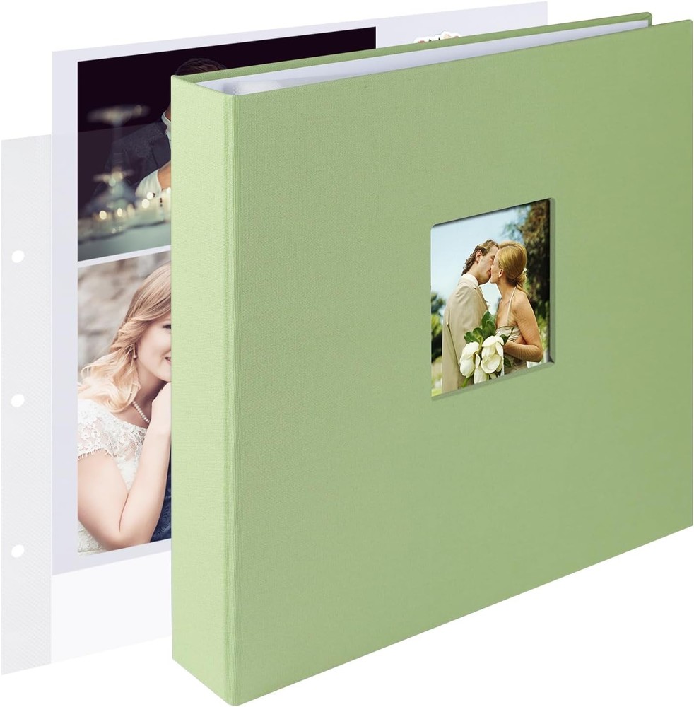 1DOT2 12×12 Scrapbook Photo Album 3-Ring DIY Journal Sage Green Fabric Cover