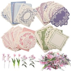 445 Pcs Vintage Scrapbook Paper Kit with Floral Stickers