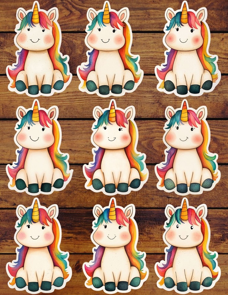Cute Kawaii Unicorn Die Cut Vinyl Stickers Set Scrapbooking Laptop Waterbottle