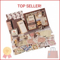 YagCu 348 Pcs Scrapbooking Kit, Vintage Junk Journal Supplies for Adult, Large C