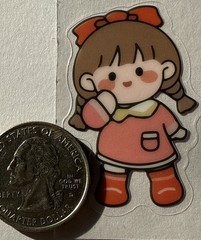 CUTE LITTLE GIRL Mylar Stickers(4pc)Kid•Bear•Flowers •Envelope•Note•Card Making•