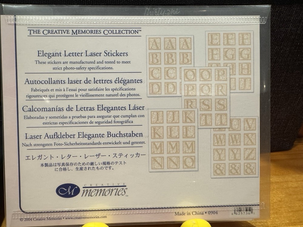 NIP Creative Memories Elegant Letter Laser Sticker Pack Retired NLA, FREE SHIP!
