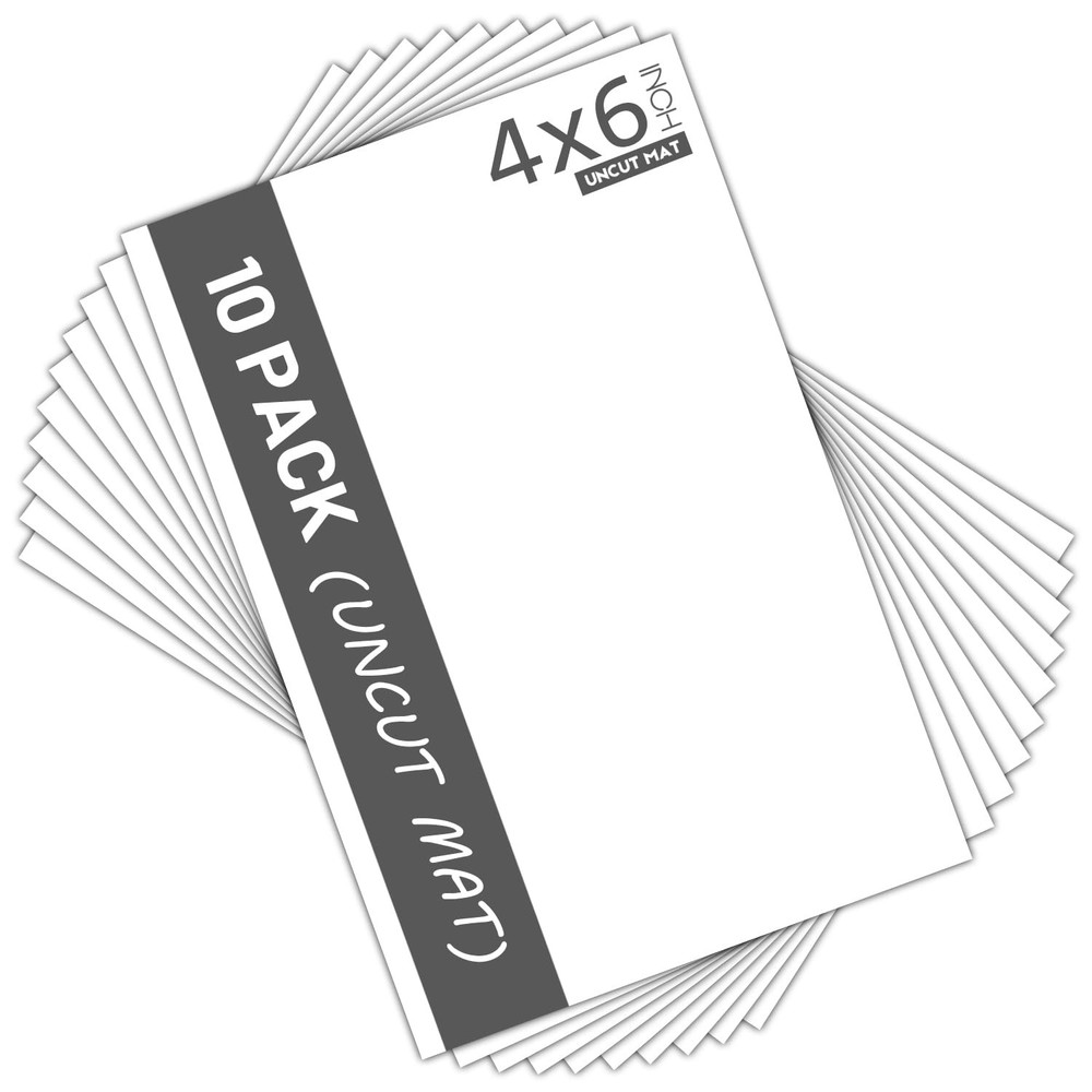 10 Pack 4×6 White Uncut Mat Boards, 4-Ply, Acid Free, White Core, Framing