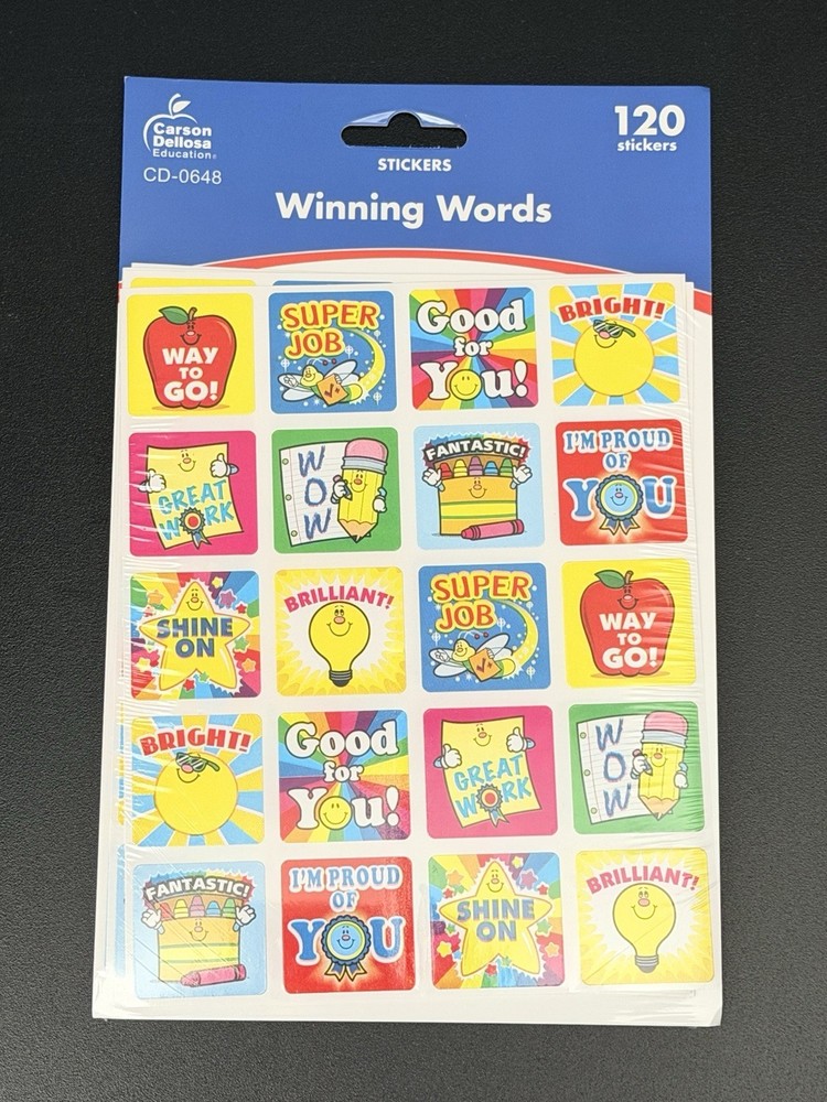 NWT Winning Words Motivational Stickers. 120 Stickers. 1” x 1”