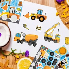 16PCS Cartoon Engineering Car Puzzle Stickers Luggage Make A Face Notebook Puzzl