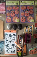 Halloween Lot Of 38 Mixed Crafts Stickers Ribbon Scrapbooking Treat Bags Decor
