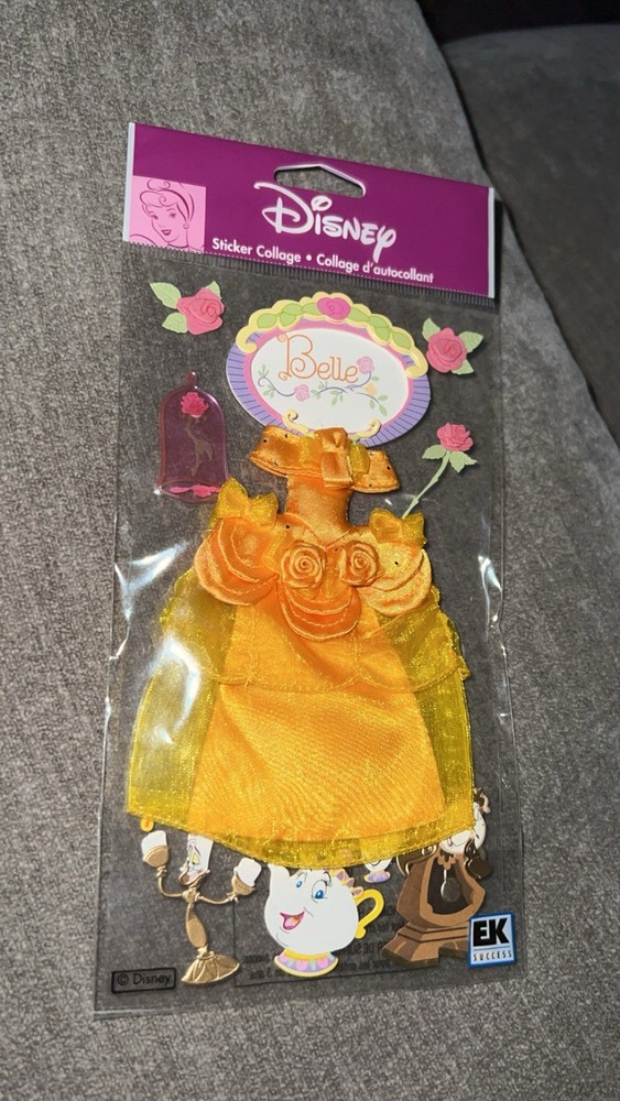 Disney+EK Success Belle Princess Scrapbook Dimensional Sticker Fabric Dress New