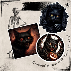Horror Gothic Black Cat Creepy Vinyl Sticker for Iphone Dark Aesthetic