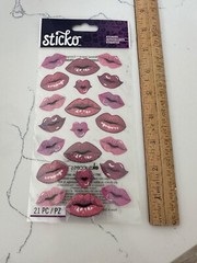 Sticko Autocollant Kiss Lips ~ Bling Lips Different Shades of Pink Scrapbooking