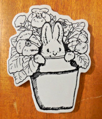 Penny Black 2011 PANSY BUNNY Easter Spring LARGE Stamp + BONUS Idea Sheet GU