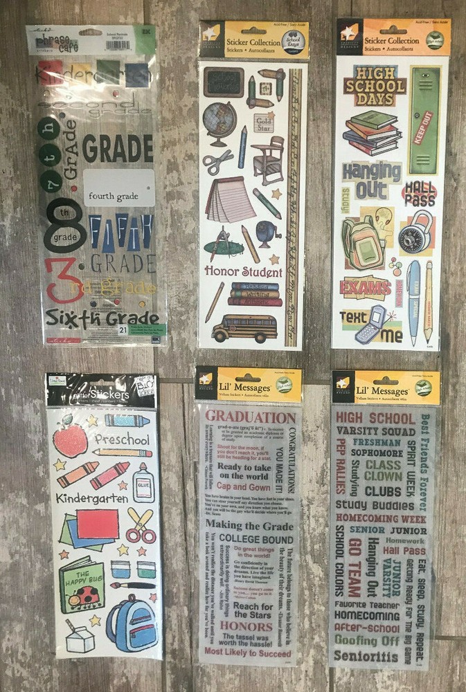 American Traditional Designs Ellen Krans Sticko School Stickers Phrase words
