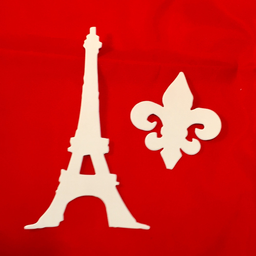 Tim Holtz Die Cuts * Eiffel Tower and Fleur de Lis * 12 Sets * White Cardstock