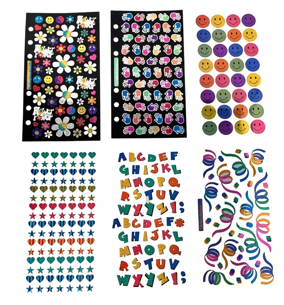 Vintage Stickopotamus Metallic Binder Stickers Value Pack With 6 Fun Designs