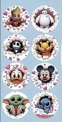 40 PCs Round 1” Disney Valentines Day Stickers Scrapbook Party Envelope Seals