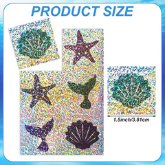 360 Pcs Sparkle Mermaid Stickers Holographic under the Sea Theme Ocean Glitter