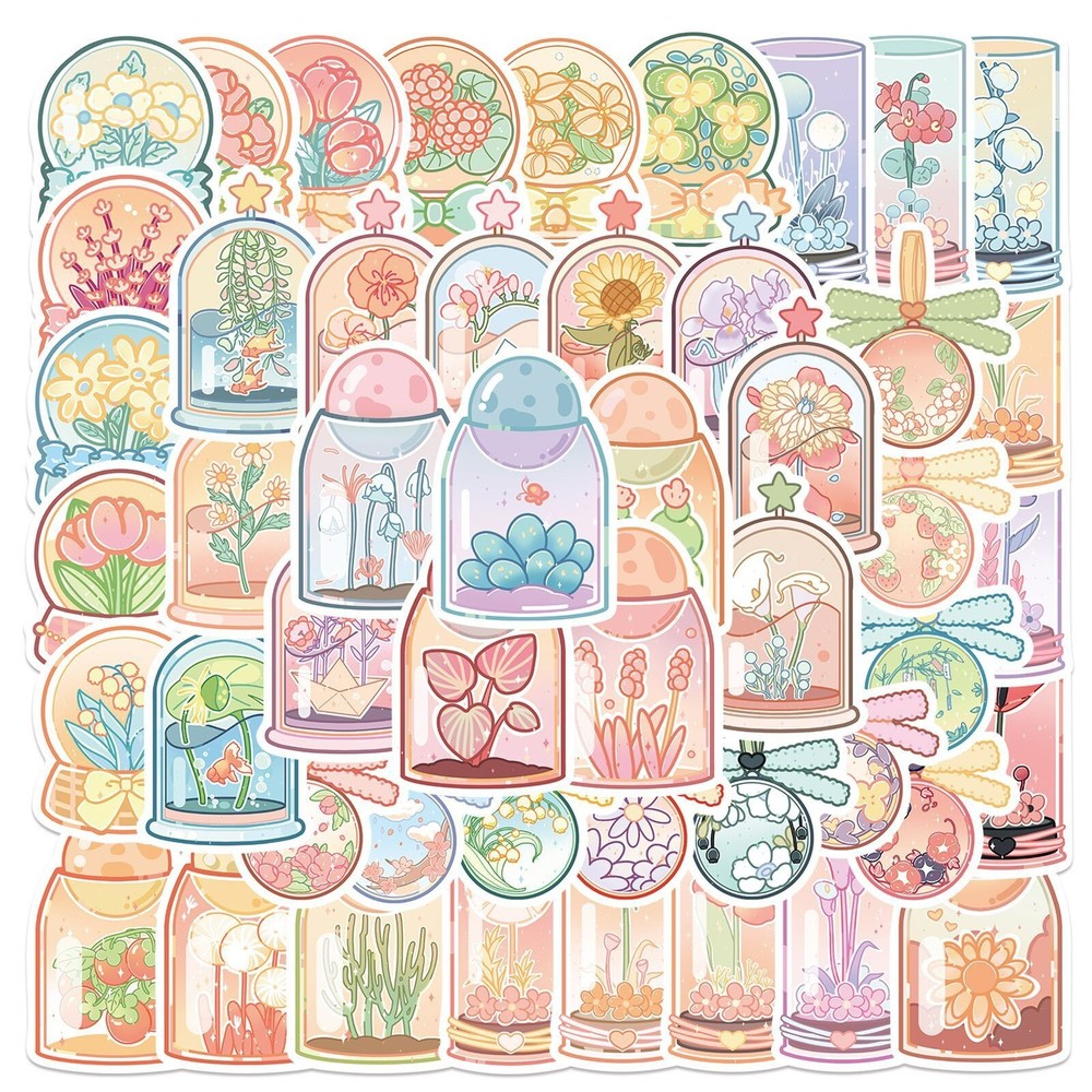 50pcs Jar Stickers, Mason Drink Tube Coffee popsicle, Waterproof, 148