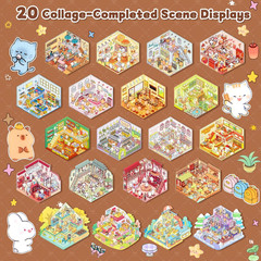 20 Sets DIY 3D Sticker Scene for Adults, Make Your Own Mini Cozy Shop House Roo
