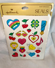 New Sealed VTG 1981 Hallmark Heart Shaped Fruit Clover Rainbow Note + Stickers