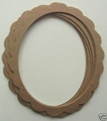 {6} OVAL SCALLOP FRAME – Bare Picture Frames Chipboard Die Cuts- 3 3/4″ x 4 1/2″