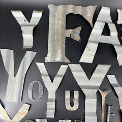 Huge Lot 40 Tin Aluminum Metal Letters Symbols Assortment Craft Rustic Brutalist