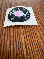 VTG 1980s Rock N Roll Vinyl Record Sticker Holographic Music Store Era