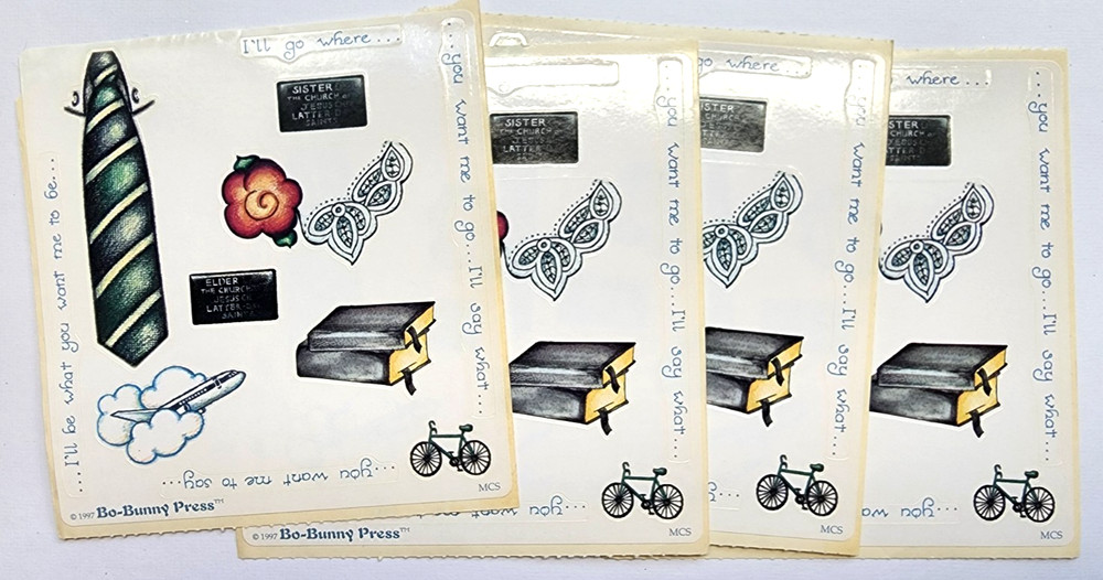 Bo Bunny 1997 Mission Call Stickers LDS Mormon Religious Scrapbooking 4 Sheets