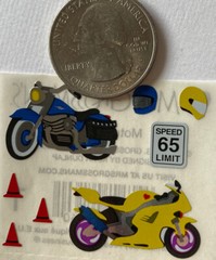 MOTORCYCLE Foil Stickers(14pc)Mrs. Grossman’s•Riding•Helmet•Speed •Route 66•Road