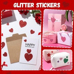 YGDZ Glitter Foam Stickers Set, Colorful Self Adhesive Stars Heart Gems Sticker